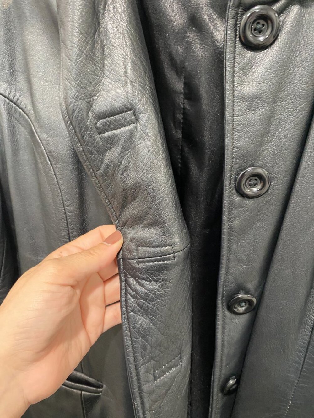 ROSEL Vintage Leather Open Front Blazer Trench 90s Matrix Black XXL - Picture 8 of 10